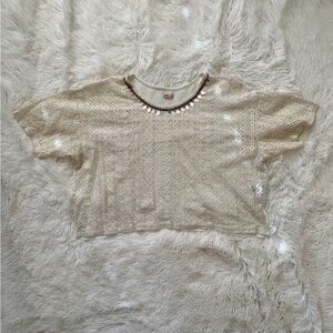 Hollister Boho Lace Front Beaded Crochet Crop Top